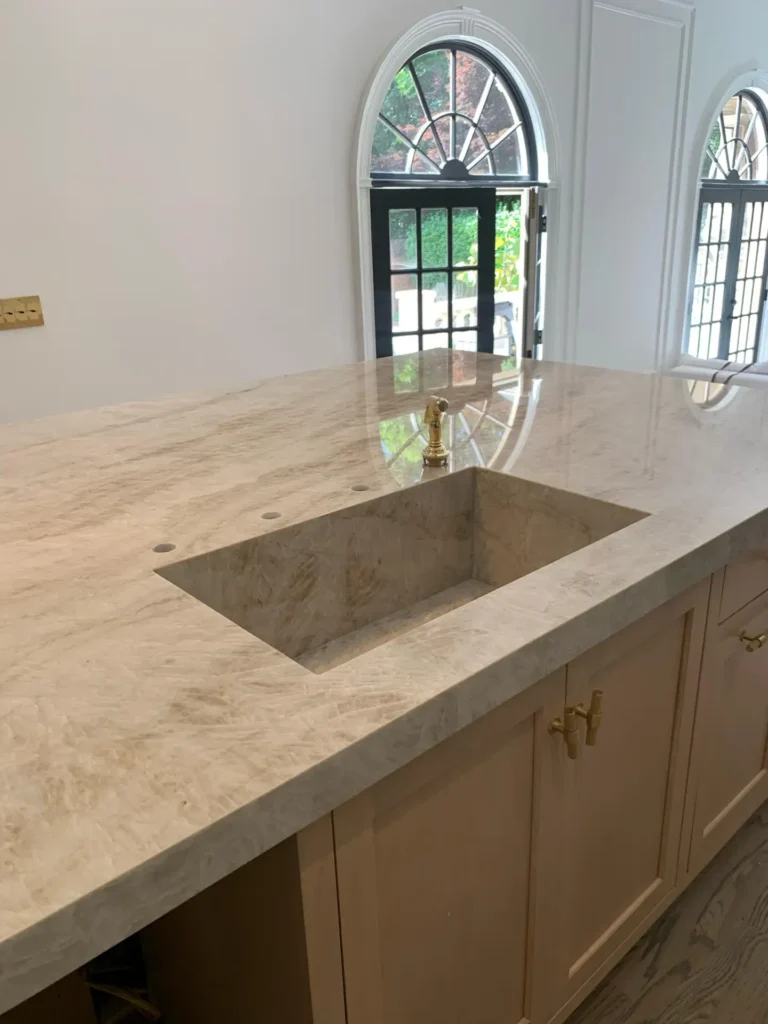built in sink kitchen - quartzite taj mahal